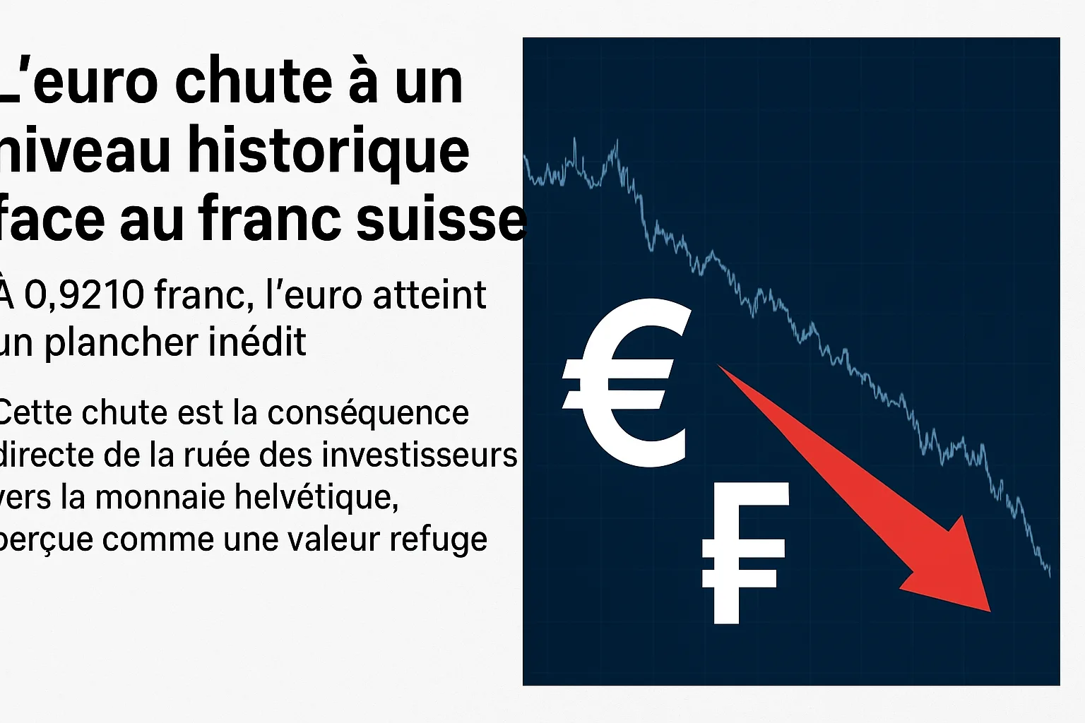 L’euro s’effondre face au franc suisse : un niveau historique à 0,9210 franc