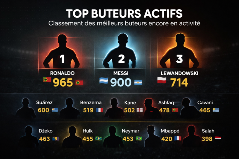 Top buteurs actifs: C. Ronaldo devant Messi