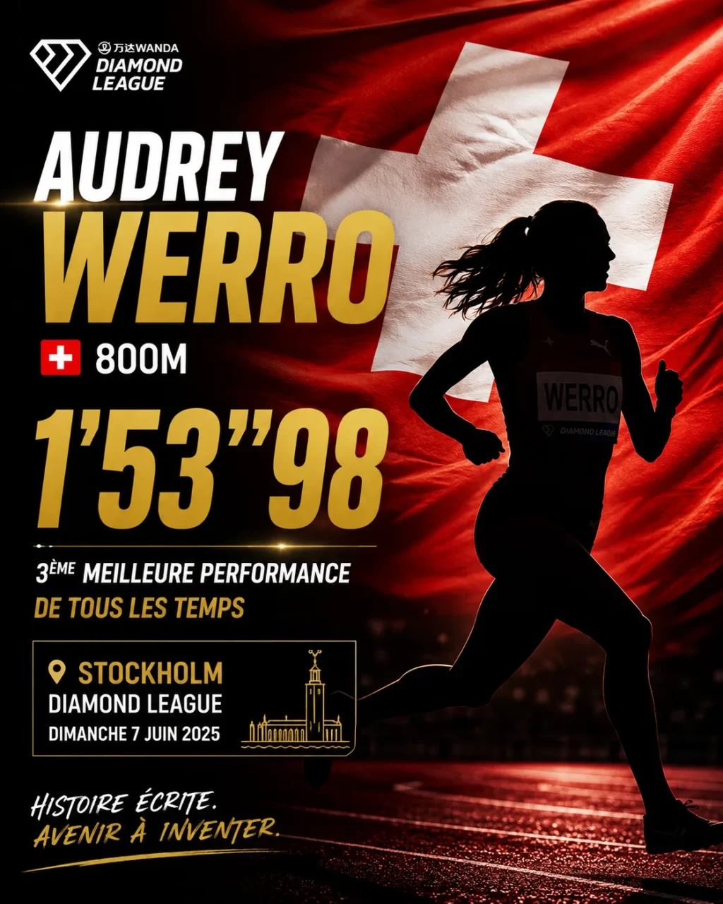 audrey werro course 200 m temps canon proche du record du monde et record de Suisse 2026