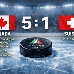 score du match CAnada - Suisse 5:1 JO 2026 Milan
