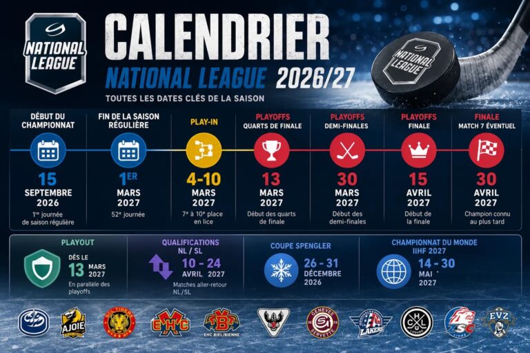 Hockey sur glace : calendrier de la saison 2026-2027