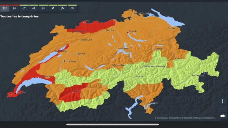 Canicule en Suisse alerte niveau 4 déclenchée, 36 degrés dépassés et records mensuels battus