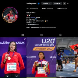Compte instagram d'Audrey Werro avant la course du 800m Tokyo 2025