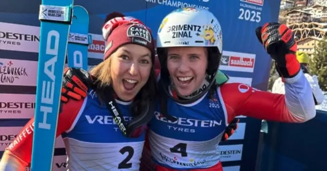 Camille Rast devant Wendy Holder Championnat du Monde Sallbach 2025 slalom spécial