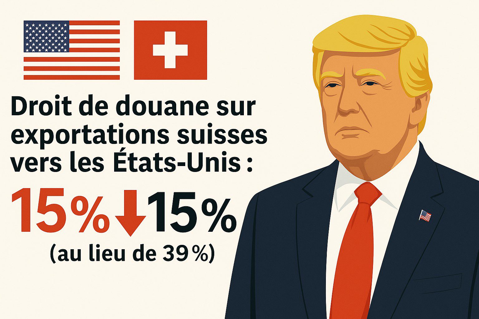 droits de douane USA suisse baisse prévue à 15%