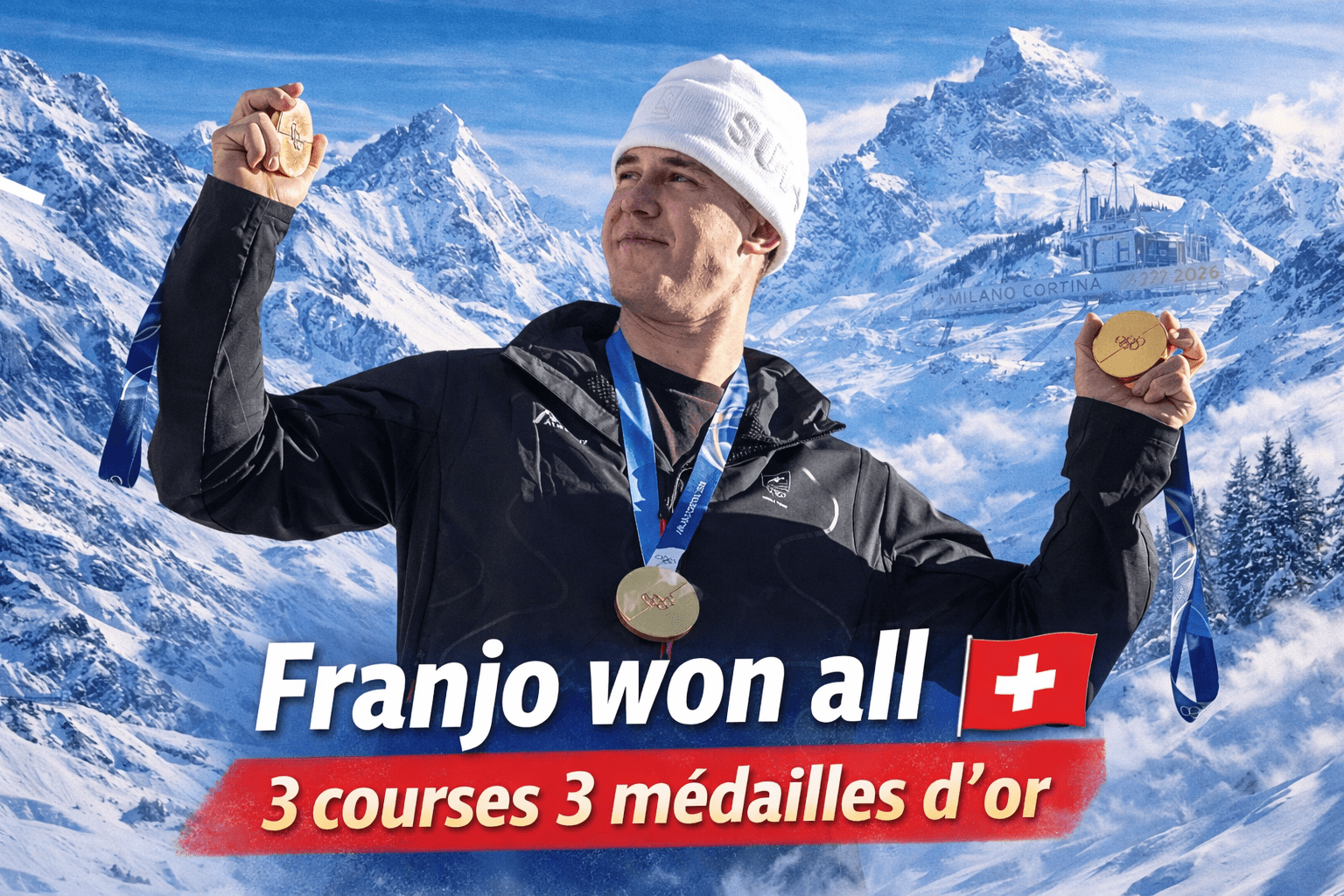 franjo won all 3 cours 3 médailles d'or JO 2026