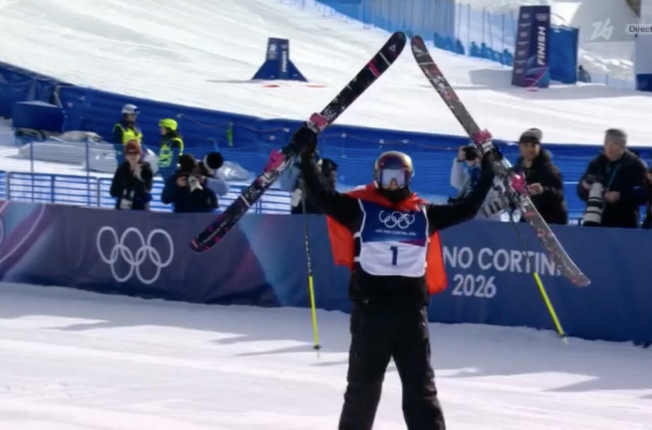 Joie de mathilde Gremaud championne Olympique JO 2026