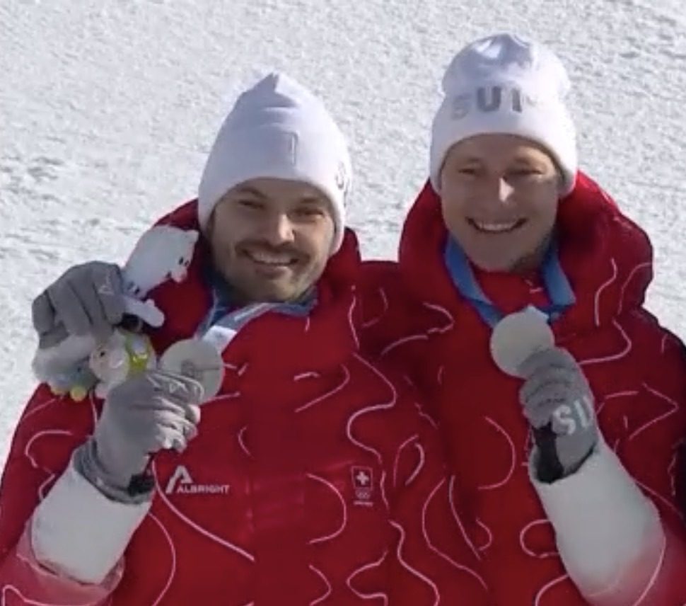 Loïc meiller et marco odermatt médaille d'argent JO 2026 combiné équipe ski alpin
