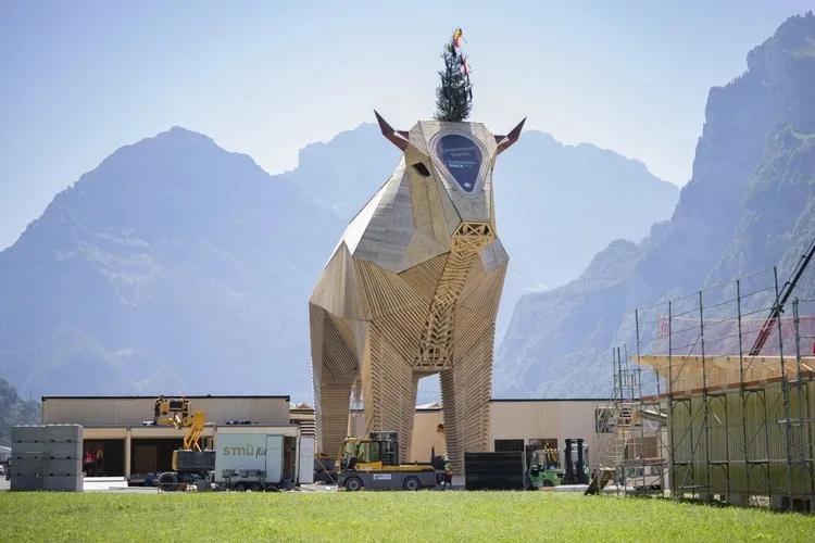 Max, la star en bois de la Fête fédérale de lutte 2025