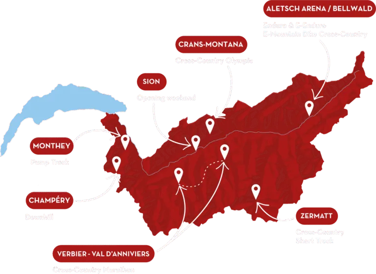 Valais 2025 championnat du monde de VTT 2025 lieux des compétitions