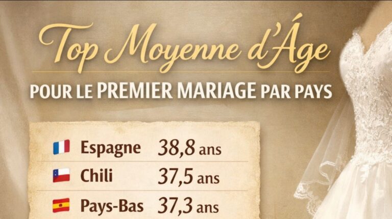 Top moyenne d’âge pour le premier mariage