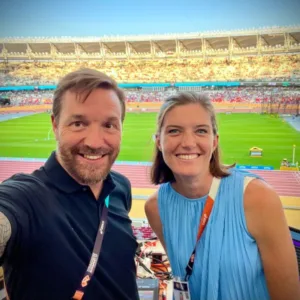 John Nicolet Léa Sprunger commentateurs RTS Athlétisme