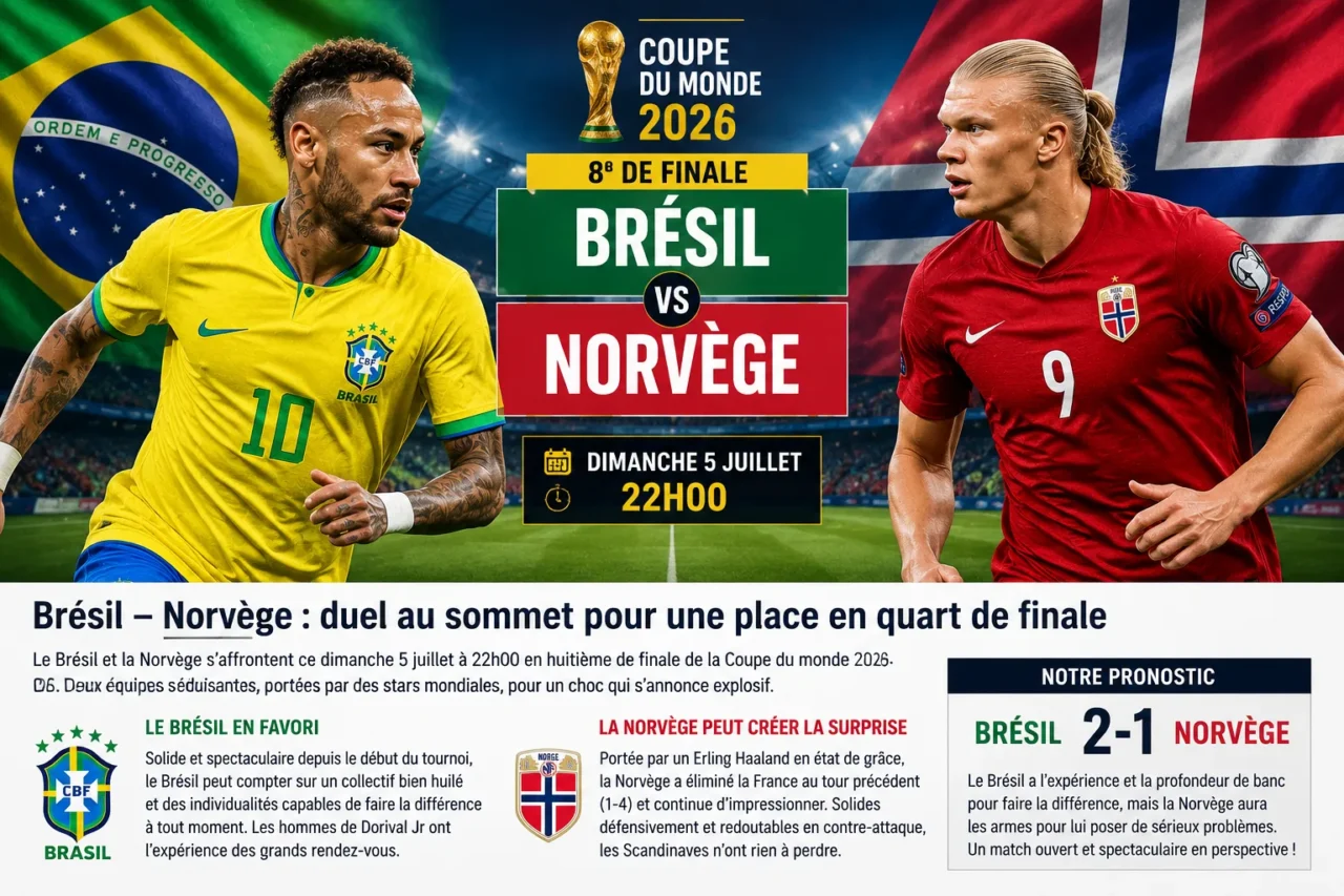 Brésil – Norvège match Mondial 2026 pronostic et info