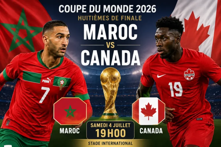match Maroc CAnada huitième de finale Mondial 2026