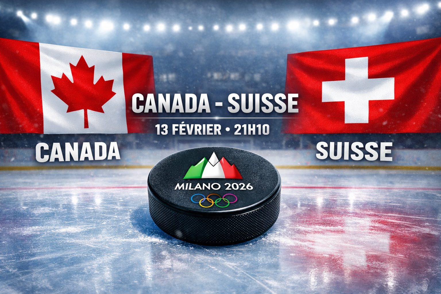 match hockey sur glace Canada Suisse JO 2026 Milano