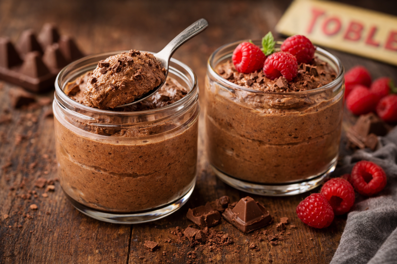 Recette mousse au Toblerone facile et onctue avec framboises ou petites baies