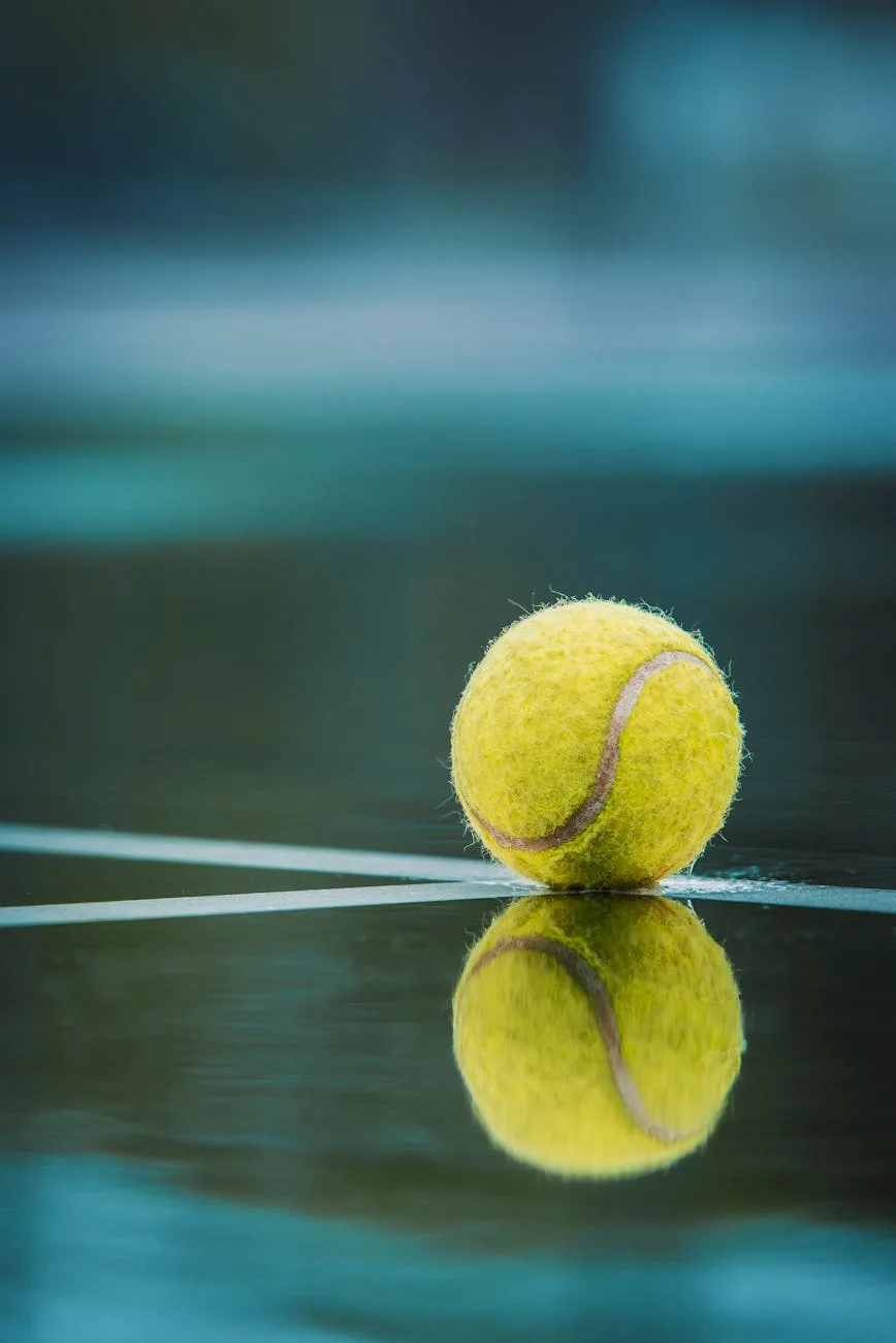 selective focus photography of tennis ball on floor