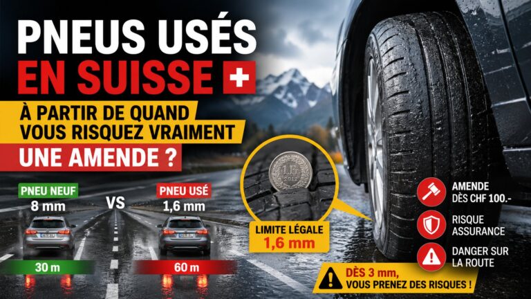 Pneus usés en Suisse : limite légale, risques réels,