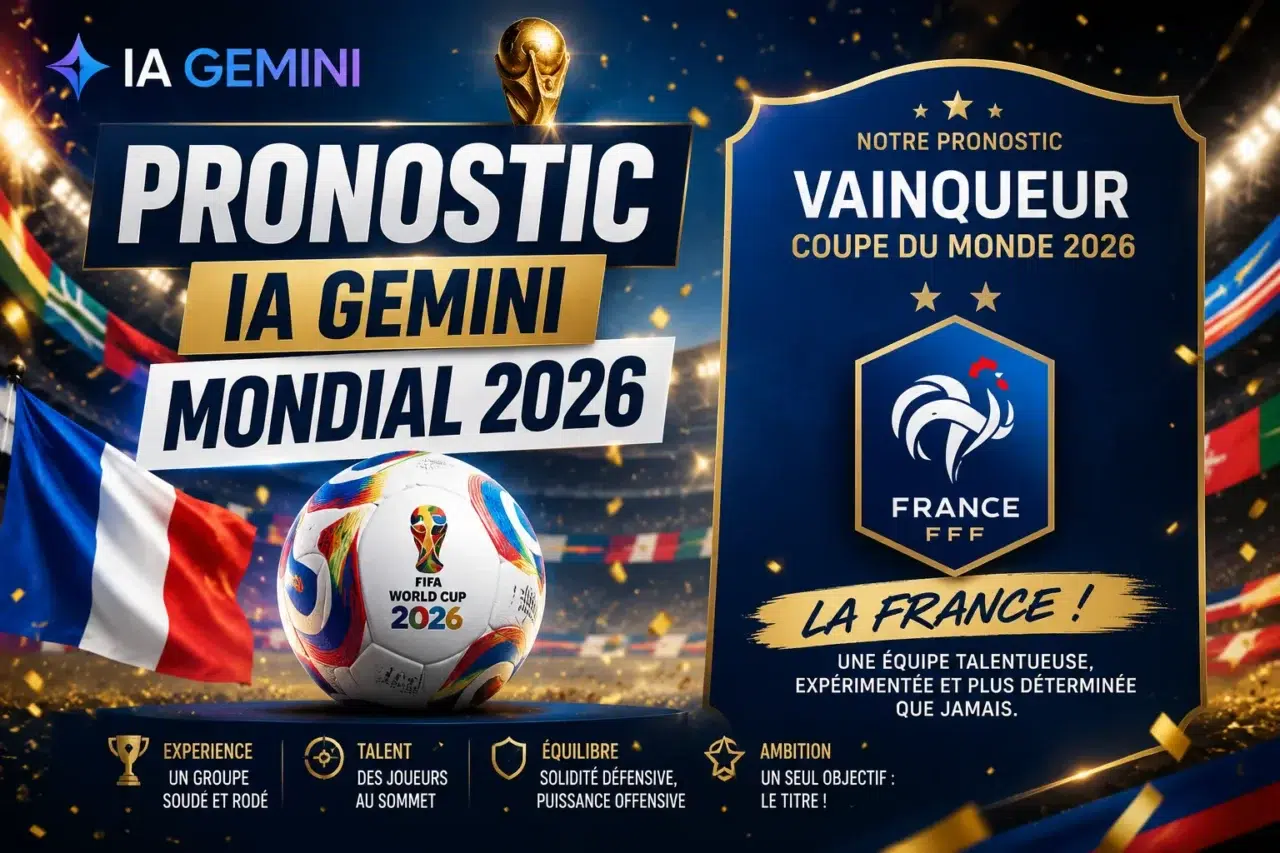 pronostic IA Victoire Mondial 2026 par gemini de Google