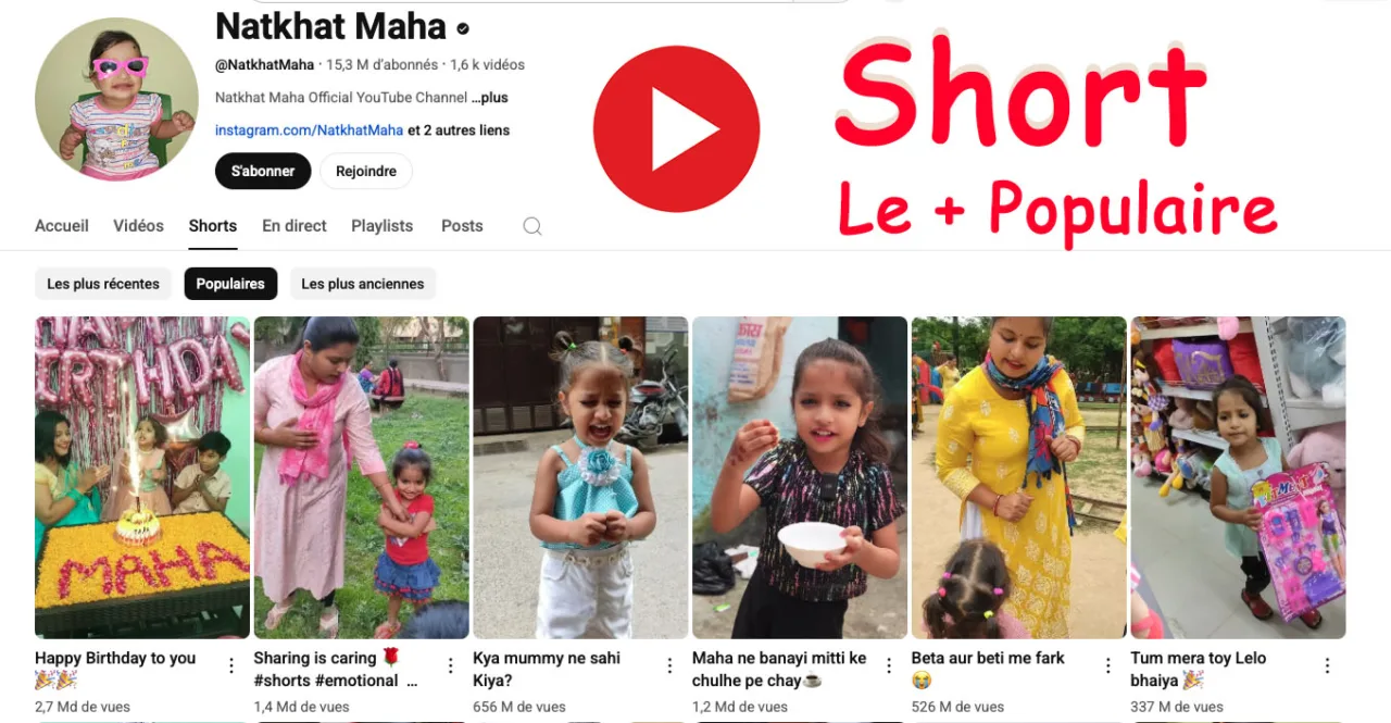 Short Youtube le plus populaire