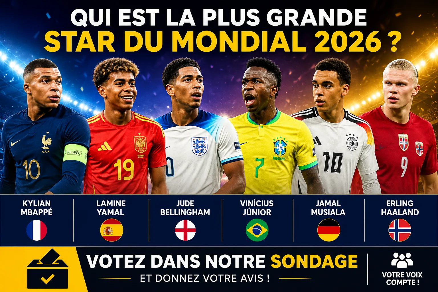 sondage la plus grande star de la COupe du Monde 2026