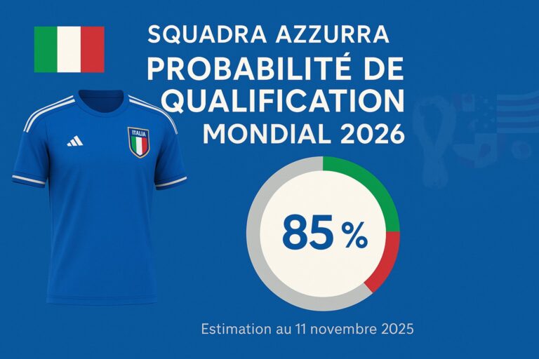 probabilité de qualification de la Squadra azzura pour le Mondial 2026 FIFA