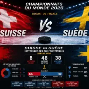 statistiques des confrontations Suisse Suède hockey sur glace avant match mondial 2026